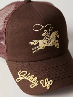 Free People Giddy Up Embroidered Hat • One Size